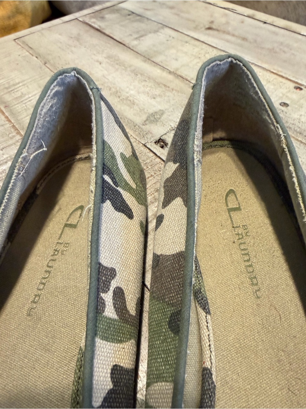 Camo Peep-Toe Ballet Flats with Bow Accent - Green - Picture 2 of 4